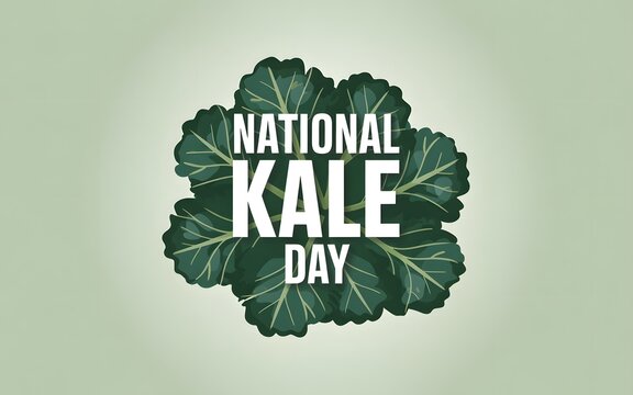 National kale day featuring fresh green kale leaves on a light green background surface