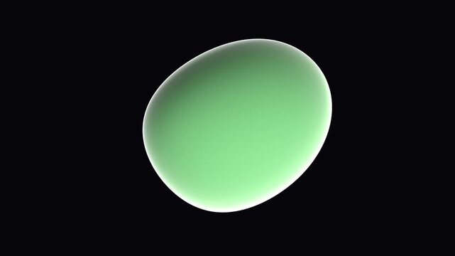 Animated abstract glowing egg shape loop, smooth organic fluid motion, dark background, futuristic digital rendering, minimalist design element, science and technology concept