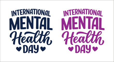 International mental health day typography with heart purple vector illustration on white background awareness advocacy © vectors home
