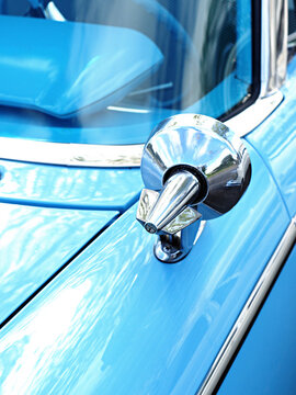 Blue Vintage car sideview mirror