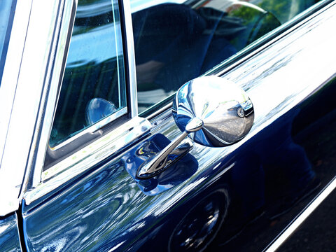 Blue Vintage car sideview mirror