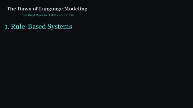 2D animation illustrating the timeline and historical evolution of Large Language Models and natural language processing, conceptual AI visualization