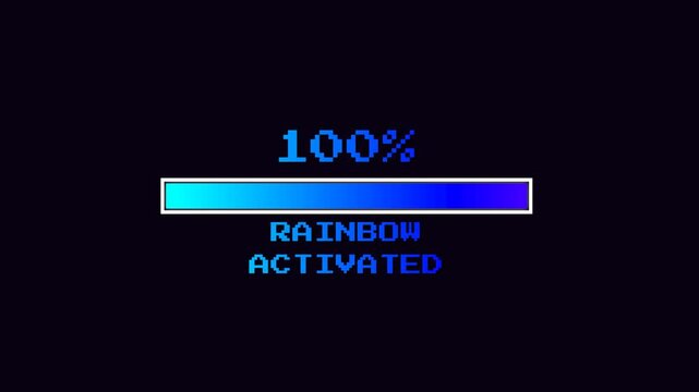 Retro Pixel Loading Progress Bar Animation Sequence Showing Percentage Increasing From Twenty Three To Ninety Four.