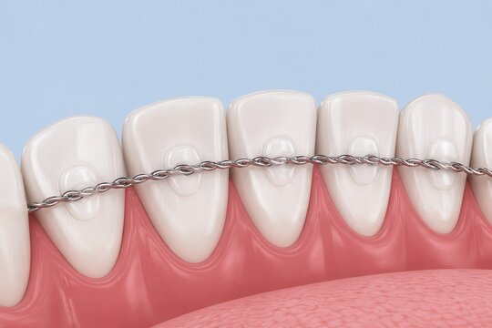 Fixed lingual dental retainer wire bonded behind straight front teeth for orthodontic retention
