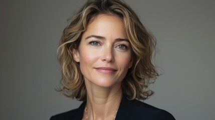 Obraz premium Woman, headshot, studio, neutral background, professional portrait