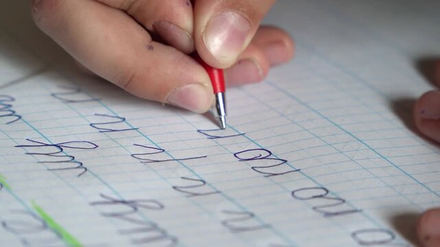 Learning to write in school during back to school time in a classroom