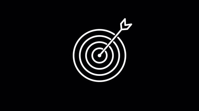 Business target white line icon animation on a transparent background 4k