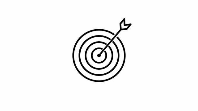 Business target white line icon animation on a transparent background 4k
