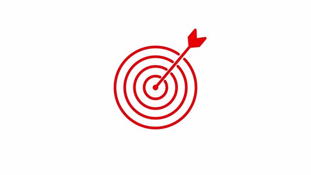 Animated Target and Arrow Icon for Goal, Success, and Focus Concept on a transparent background 4K