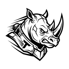 Fototapeta premium Armored cyber rhinoceros head mascot vector art.