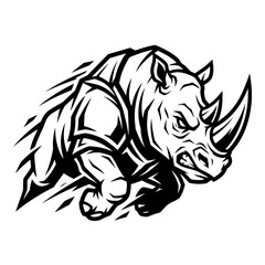 Obraz premium Armored rhino mascot logo in charging pose.