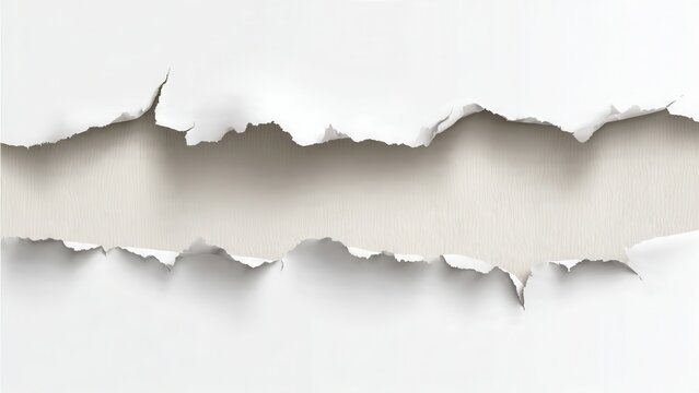 Realistic torn paper edge with white background texture and shadow