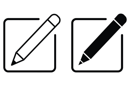 Pencil writing or edit button icons for UI design and digital note taking