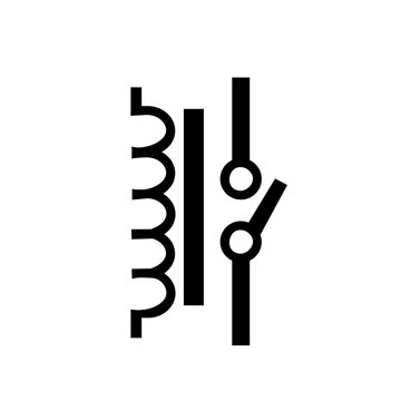 Vector illustration of an electronic schematic symbol for a relay with inductor coil and switch contact.