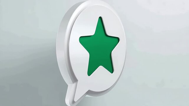 3D speech bubble icon with green star cutout