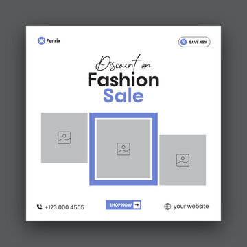 Fashion sale social media post web banner design template 
