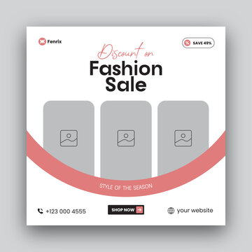 Fashion sale social media post web banner design template 