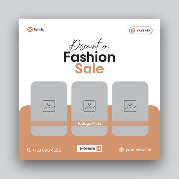 Fashion sale social media post web banner design template 