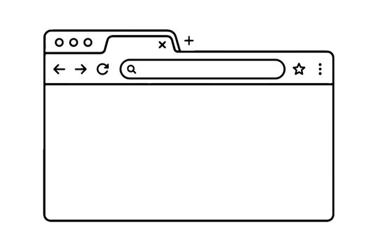 Minimal web browser window outline vector illustration