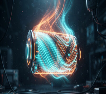 Solid-state battery glows cyan lithium with orange ceramic electrolyte