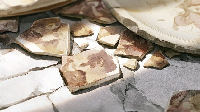 Ancient Myths Echo Through Weathered Ceramic Shards A Fragile Timeless Discovery