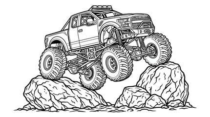 Off-Road Monster Truck Line Art Vector © Suris