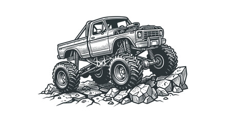Vintage Monster Truck Vector Illustration © Suris