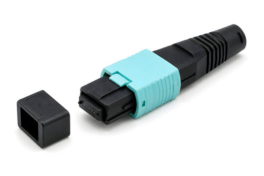 MPO Fiber Optic Connector Isolated on White Background