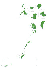 Fototapeta premium ハニカム構造状の九州・沖縄地方の地図セット