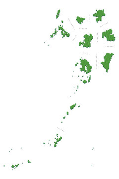 ハニカム構造状の九州・沖縄地方の地図セット