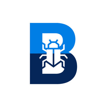 Blue letter B with beetle insect logo.