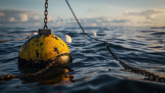 Ultrarealistic shot weathered smartbuoy at sea on Canon EOS