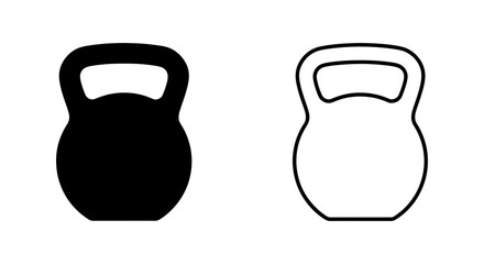 Fototapeta premium Kettlebell Icons, Black and White Fitness Equipment Vector Graphics, Strength Training Tools