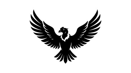 Fototapeta premium Stylized eagle silhouette with wings spread wide.