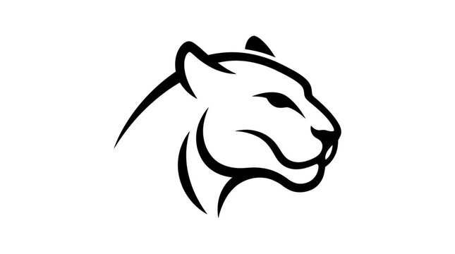 Panther head silhouette profile line art logo