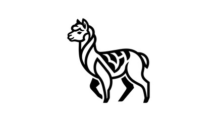 Fototapeta premium Ornate patterned standing llama vector icon.