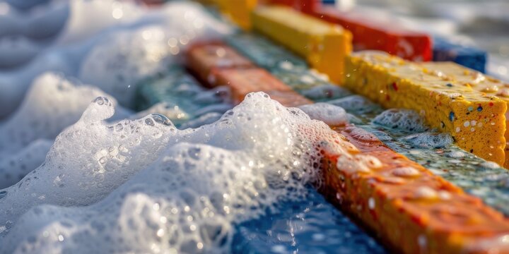 Recycled plastic wave barrier HDPE texture sea foam crashing