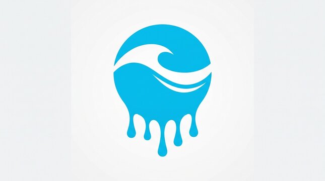 Minimalist blue wave drip icon with negative space design for modern branding with perfect contemporary graphic design branding projects centered against clean white background