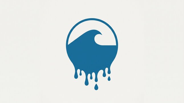 Modern blue abstract wave dripping liquid art design symbol for creative branding with creating dynamic fluid artistic design against clean white background