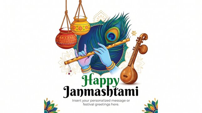 illustration of happy Janmashtami. Lord Krishna