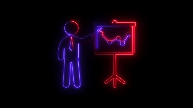 Animated teacher line icon on transparent background. Person with pointer animation. Training course. Motion Graphic.concept. animation