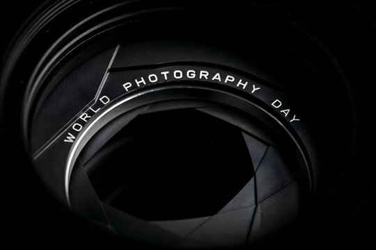 World photography day concept with camera shutter iris aperture mechanism