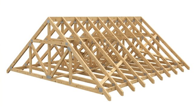 Intricate wooden roof truss framework for contemporary architectural design