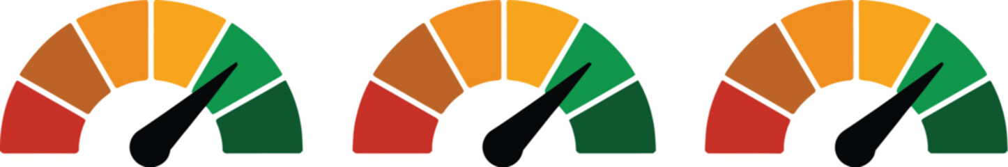 Speedometer icon, performance measurement, gauge meter, speed indicator, dashboard, analytics, efficiency, progress tracking, business metrics, technology, interface, symbols. © Kha