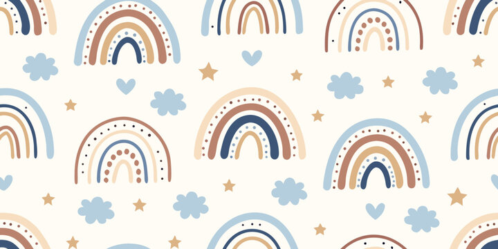 Boho Rainbow Pattern A Seamless Repeating Vector Illustration