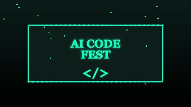 Ai code fest neon motion title for software development hackathon and programming event animation 4k