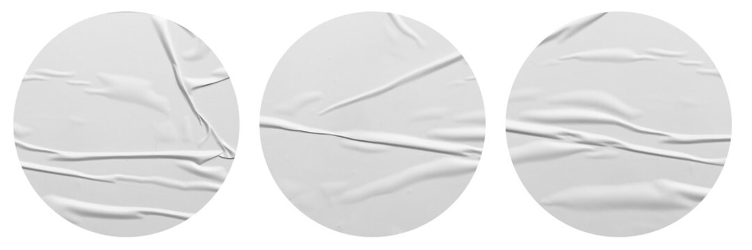 Realistic set of round sticky stickers with curved edges and a realistic drop shadow.