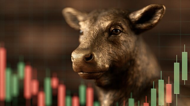 Bronze Bull Statue Symbolizing Financial Market Growth and Bullish Investment Trends