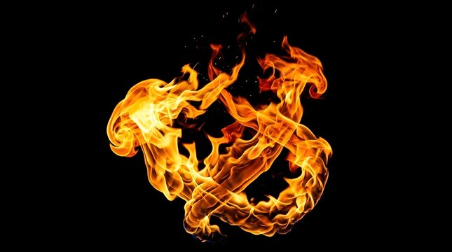 Dynamic Fire Flames on Black Background