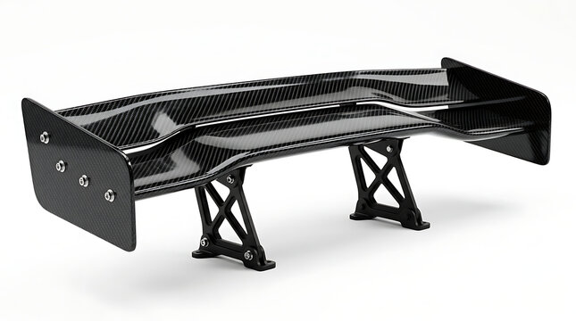 High performance racing spoiler with carbon fiber finish for automotive aerodynamics